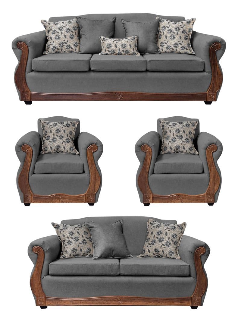 Living Con Resorte Estructural 9 Cuerpos 4+3+1+1 Gran Santi Chenille X Gris