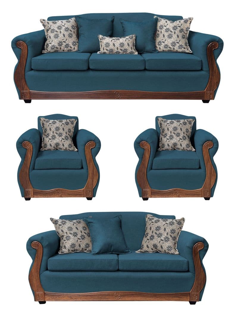 Living Con Resorte Estructural 9 Cuerpos 4+3+1+1 Gran Santi Chenille X Azul Petroleo