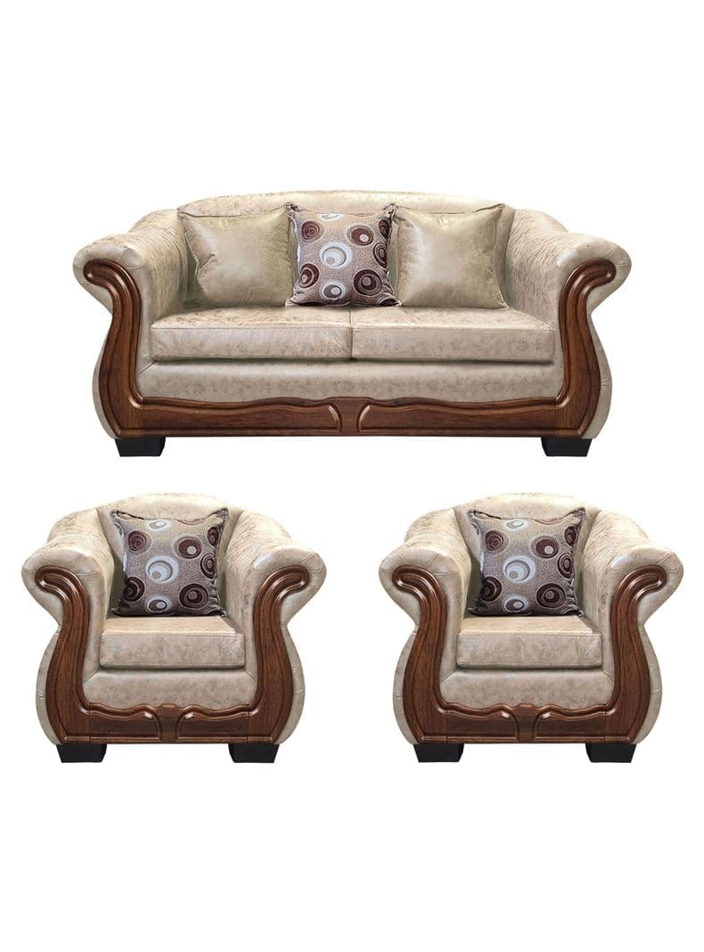 Living Con Resorte Estructural 5 Personas Bufalo 3+1+1 Envejecido X Beige