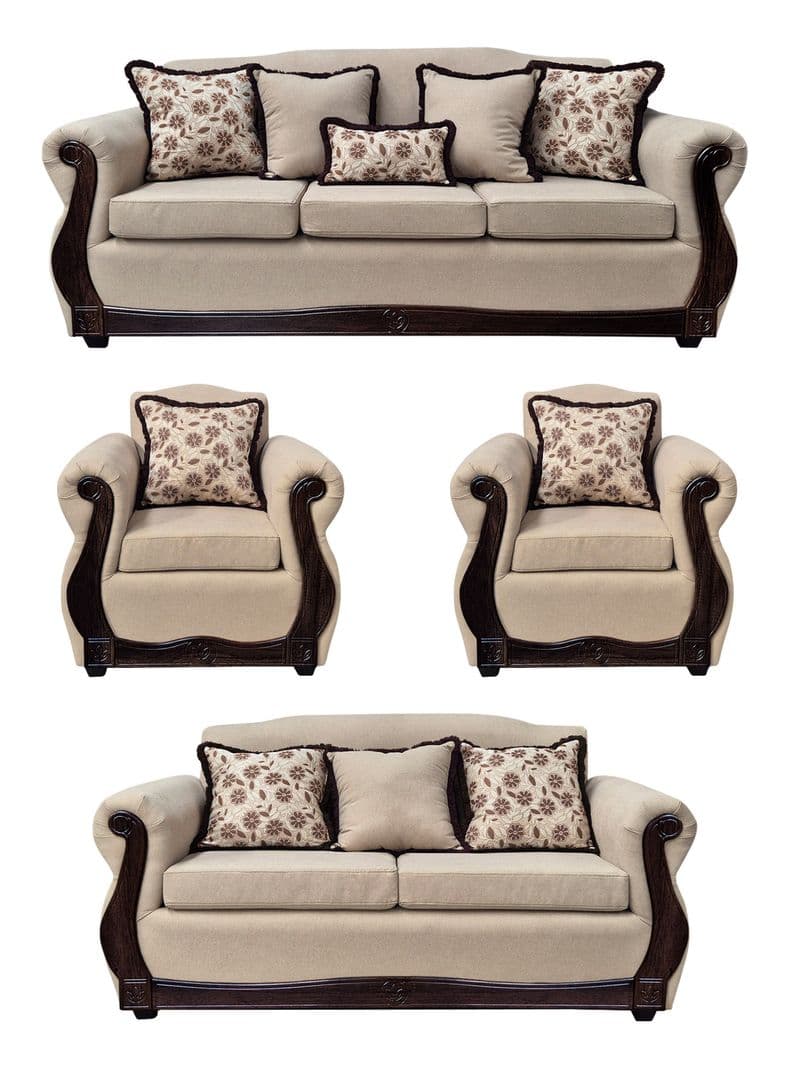 Living Con Resorte Estructural 9 Cuerpos 4+3+1+1 Gran Santi Chenille Beige