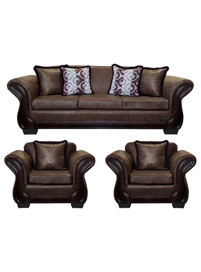 Living Con Resorte Estructural 6 Cuerpos 4+1+1 Finis Envejecido Cafe Oscuro