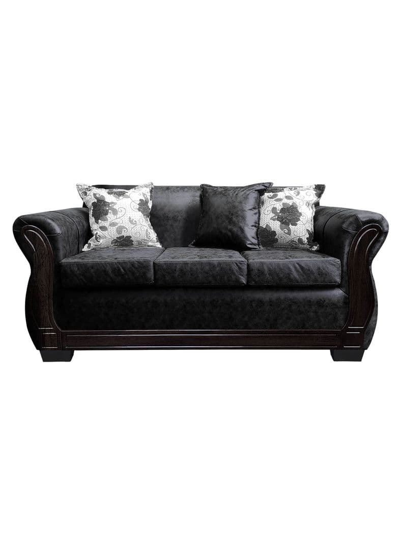 Sofa Con Resorte Estructural 3 Cuerpos Lisbon Envejecido Negro