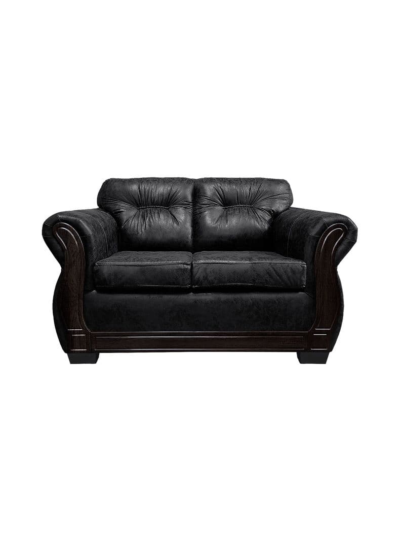 Sofa Con Respaldo Confortable 2 Personas Taurus Envejecido Negro