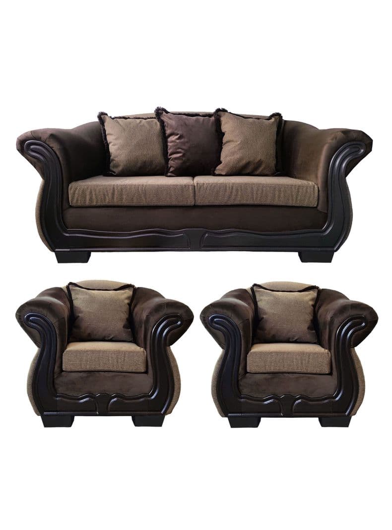 Living Con Resorte Estructural 5 Cuerpos 3+1+1 Grand Bufalo Lino Rustico Beige Diseno 1