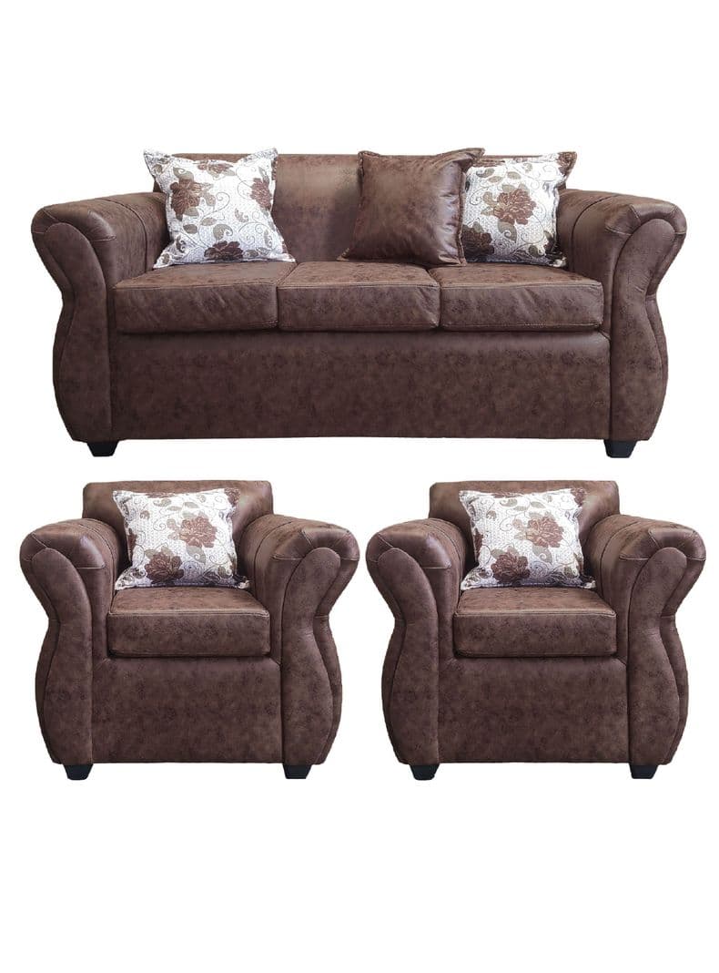 Living Con Resorte Estructural 5 Cuerpos 3+1+1 York Envejecido Cafe Oscuro
