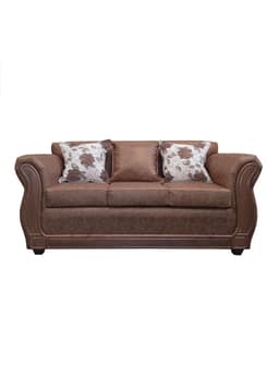Sofa Con Resorte Estructural 3 Cuerpos Eleonor Envejecido X Cafe Claro
