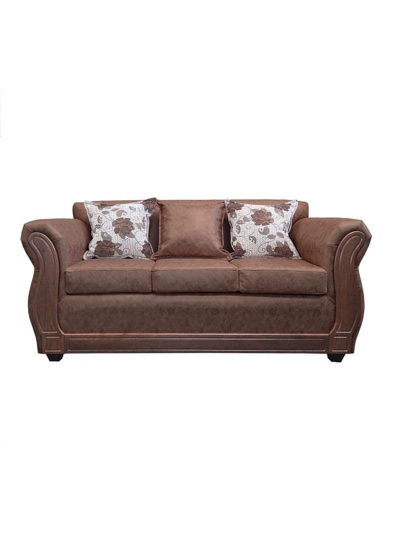 Sofa Con Resorte Estructural 3 Cuerpos Eleonor Envejecido X Cafe Claro