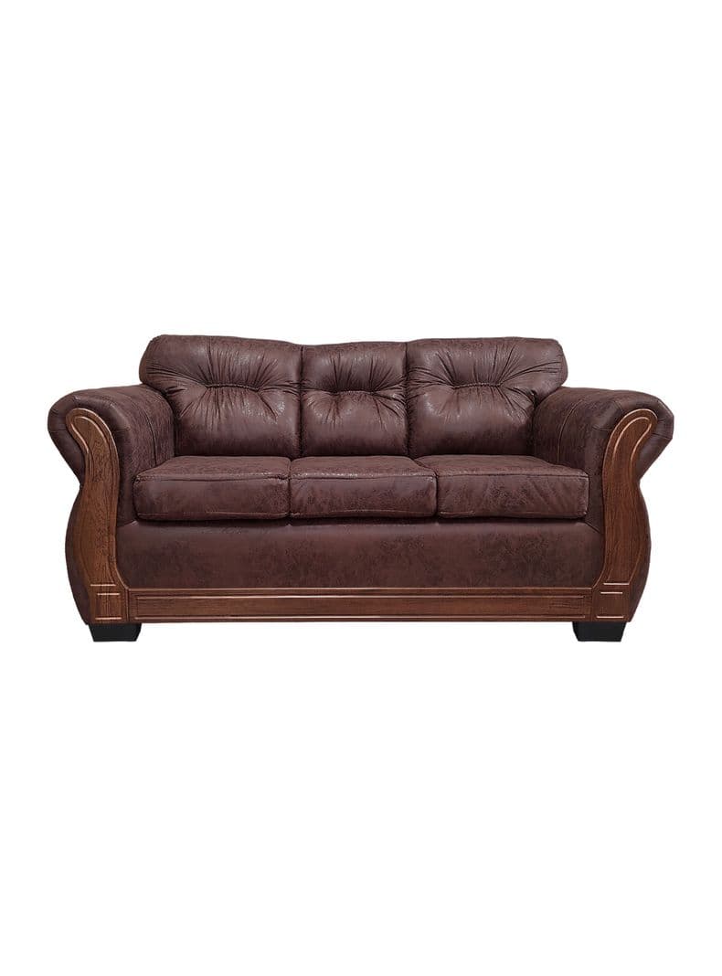 Sofa Con Respaldo Confortable 3 Personas Taurus Envejecido X Cafe Oscuro