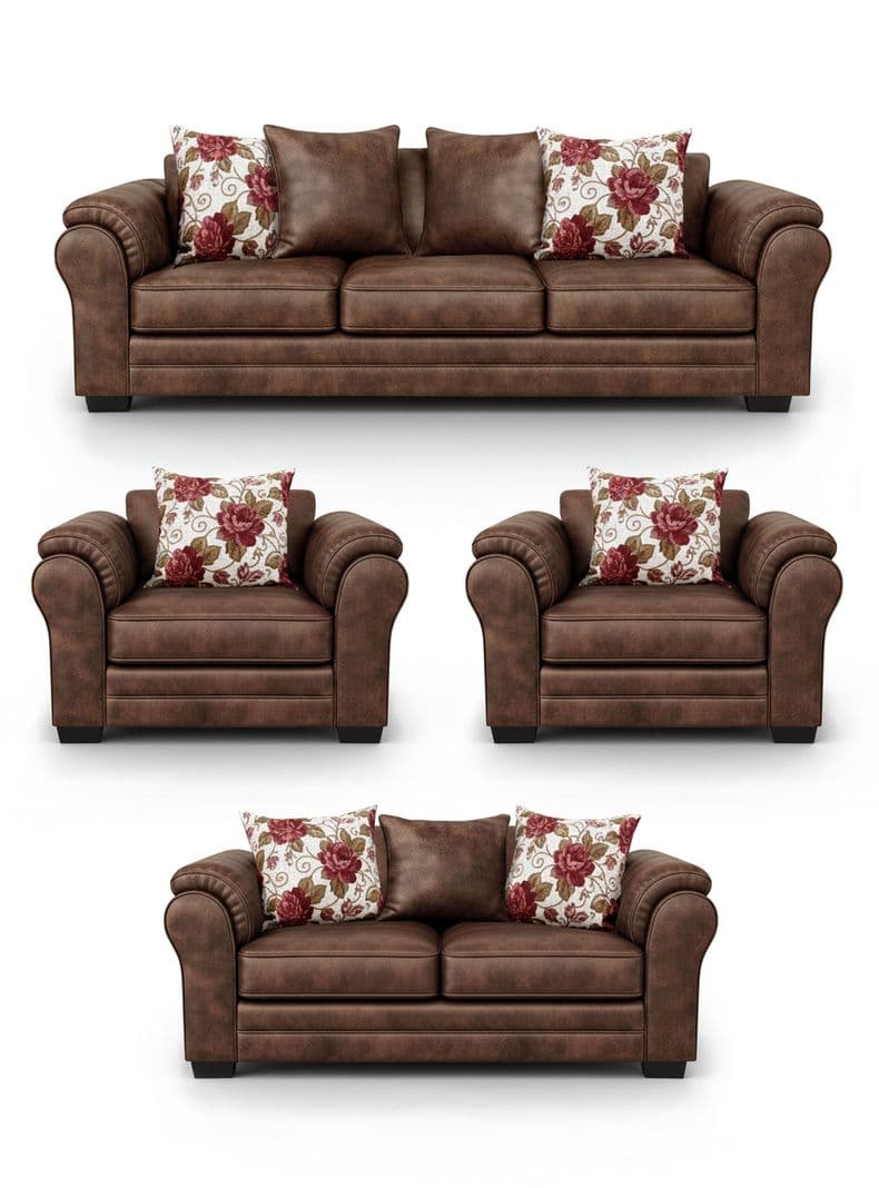 Living 9 Cuerpos 4+3+1+1 XL Con Resorte Estructural Grandon Envejecido Cafe Claro