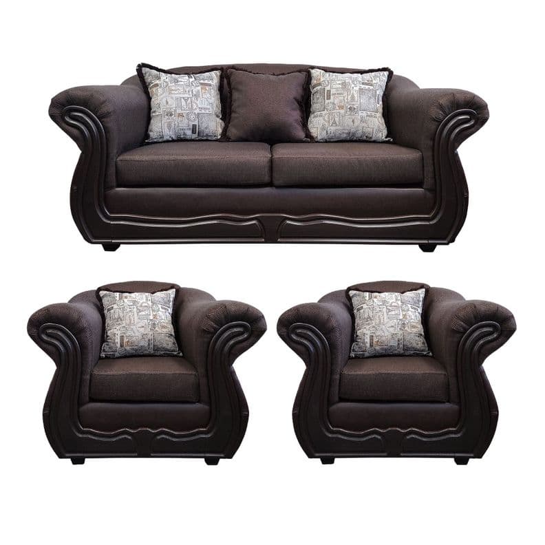Living Con Resorte Estructural 5 Cuerpos 3+1+1 Grand Bufalo Chocolate Rayado Version PREMIUM Cafe
