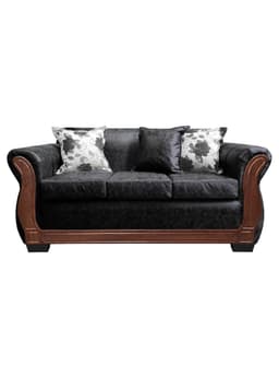 Sofa Con Resorte Estructural 3 Cuerpos Lisbon Envejecido X Negro