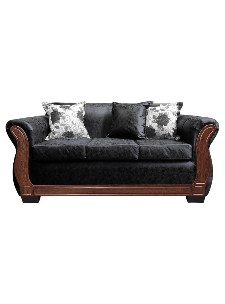 Sofa Con Resorte Estructural 3 Cuerpos Lisbon Envejecido X Negro
