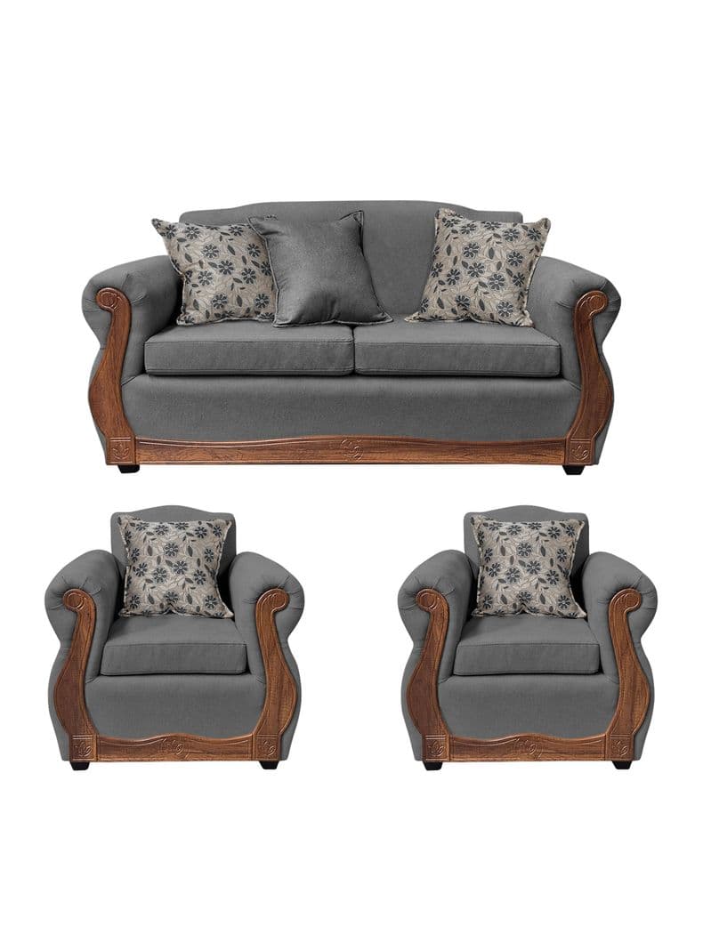 Living Con Resorte Estructural 5 Cuerpos 3+1+1 Gran Santi Chenille X Gris