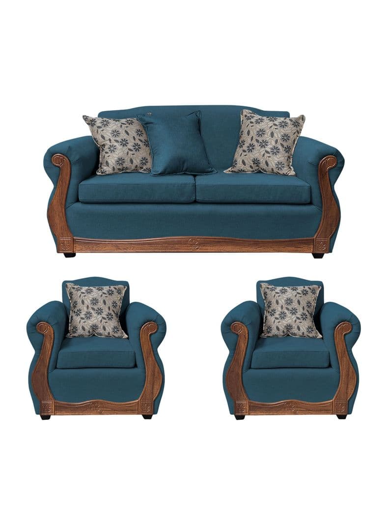 Living Con Resorte Estructural 5 Cuerpos 3+1+1 Gran Santi Chenille X Azul Petroleo