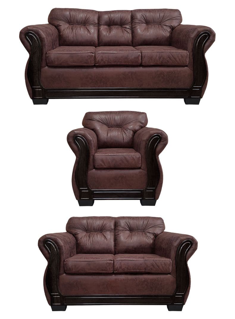Living Con Respaldo Confortable 6 Personas Taurus 3+2+1 Envejecido Cafe Oscuro