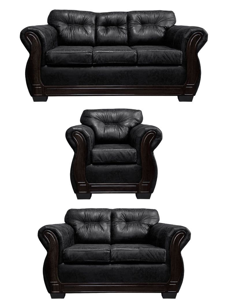 Living Con Respaldo Confortable 6 Personas Taurus 3+2+1 Envejecido Negro