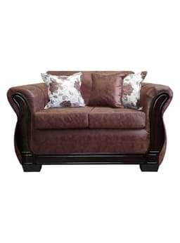 Sofa Con Resorte Estructural 2 Cuerpos Lisbon Envejecido Cafe Oscuro