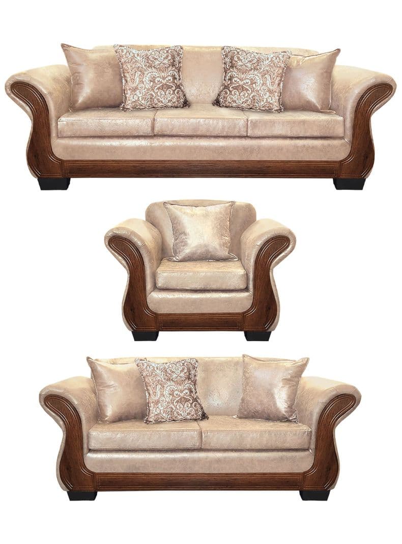 Living Con Resorte Estructural 8 Cuerpos 4+3+1 Finis Envejecido X Beige