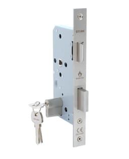 Cerradura de embutir ac prin, Llave 2 lado. Re fuego. A inox Gris