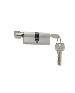 Cilindro 80 mm llave/seguro interior centrado. Niquel satinado. Stark Design Gris