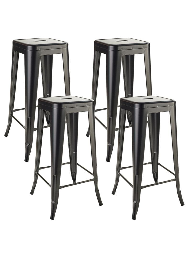 Pack 4 Pisos de Bar Metal Tolix Negro