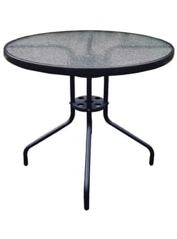 Mesa de Terraza de Vidrio y Acero Grande 70x80 cm Negro