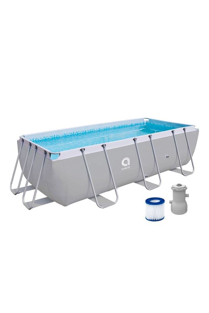 Piscina Rectangular con Filtro Gris 122x207x400 cm 8870 L