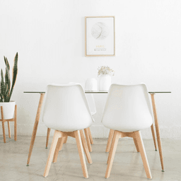 Comedor Minimalista | Mesa Vitreo 120x80 + 4 Sillas Tulip Blancas Blanco 130 CM