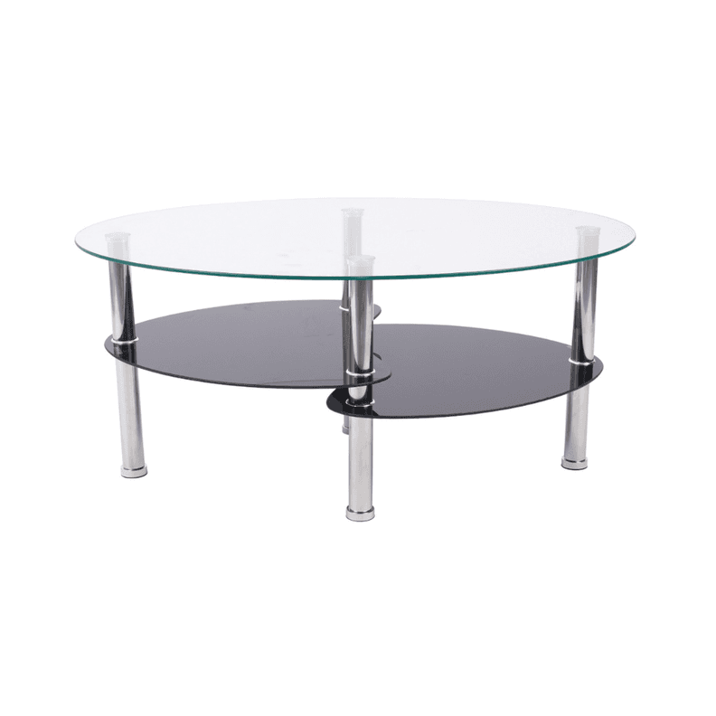 Mesa de Centro Moderna Martina con 2 Caras - Vidrio Templado Negro
