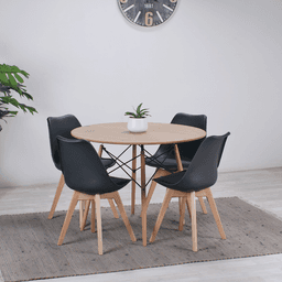 Comedor Redonda Shanna 100cm + 4 Sillas Tulip Negro | Elegancia 100 CM
