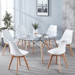 Comedor Mesa Redonda Elida 120cm + 6 Sillas Tulip blanca Blanco 120 CM