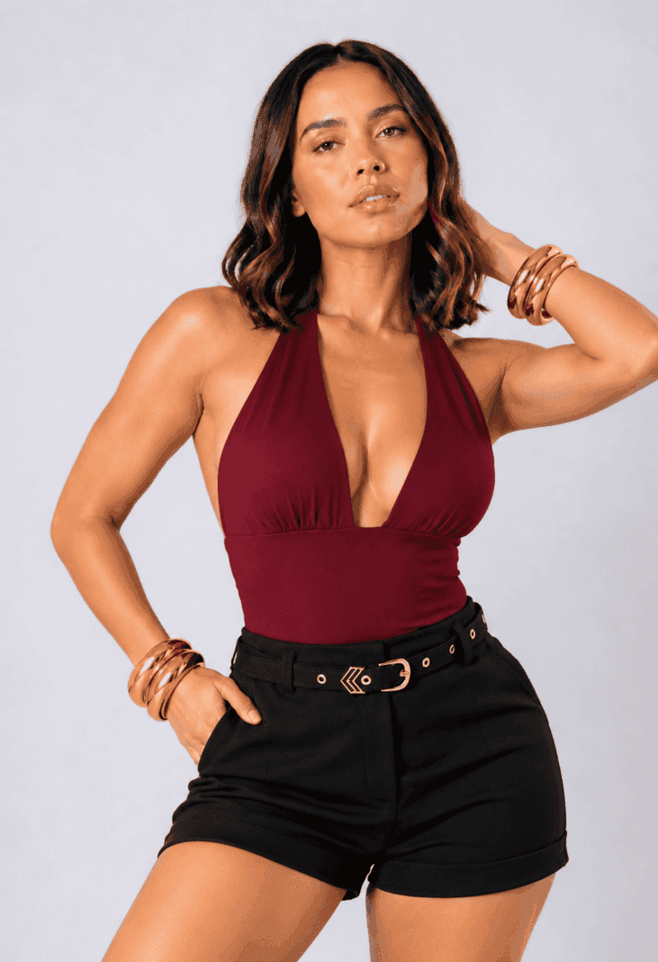 Short Sastrero Cinturon Mujer Negro S