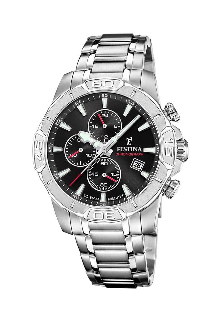 Reloj F20704/3 Festina Negro Hombre Timeless Chronograph Plateado Metalico