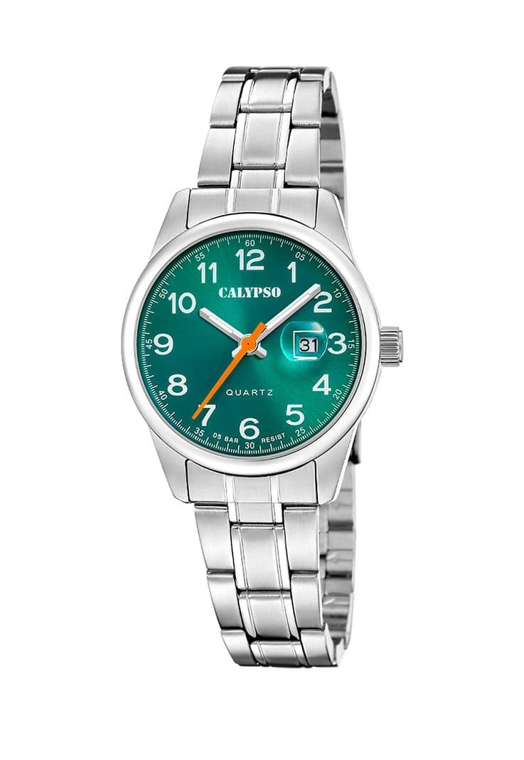Reloj K5873/5 Calypso Verde Mujer Basic Plateado Metalico