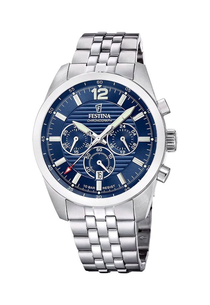 Reloj F20742/1 Festina Azul Hombre Timeless Chronograph Plateado Metalico
