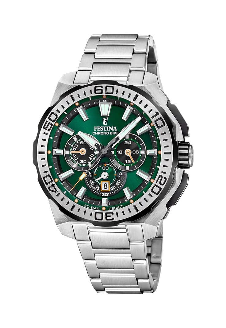 Reloj F20724/3 Festina Verde Hombre Chrono Bike Plateado Metalico