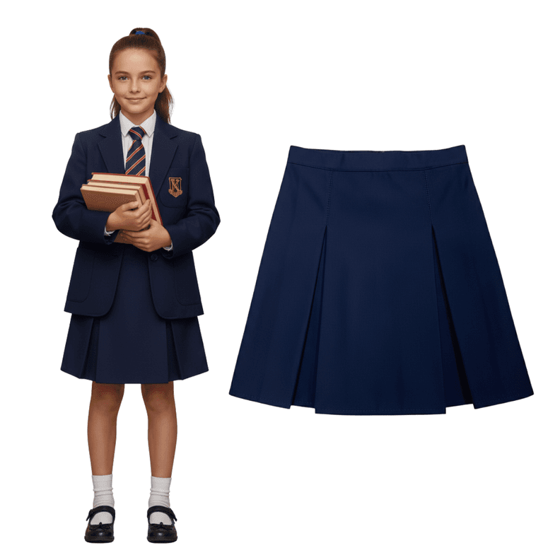 Falda Colegio Nina Juvenil Gris Clasica Confeccion Nacional Azul Marino 6