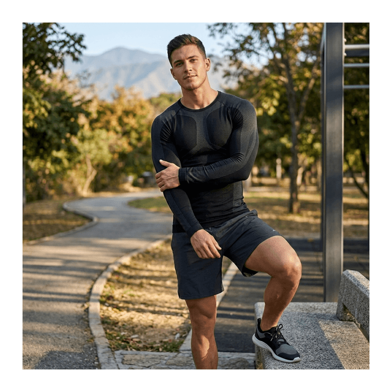 Primera Capa Termica HombreMujer Sin Costuras Running Outdoor Negro L-XL
