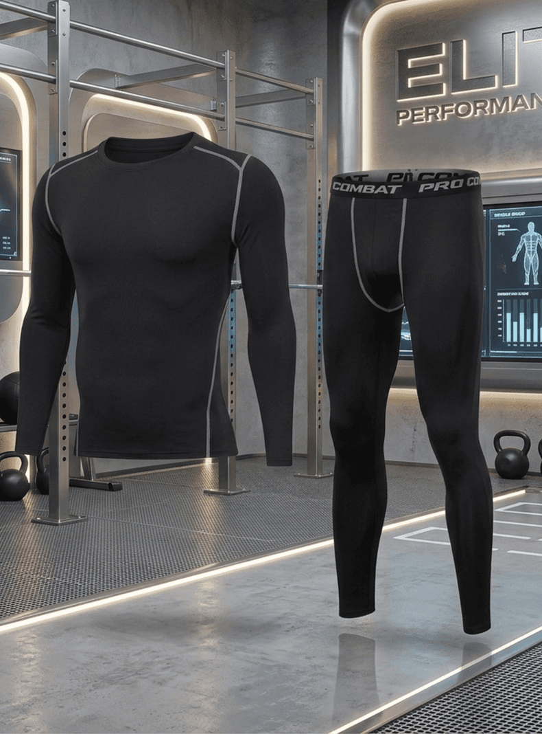 Conjunto Primera Capa Tactica Combat Pro - Termico y Compresion Negro XL