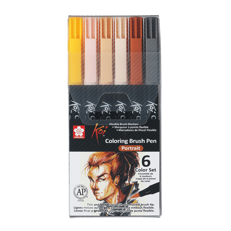 Set 6 Marcadores Sakura Koi Brush Pen Retrato