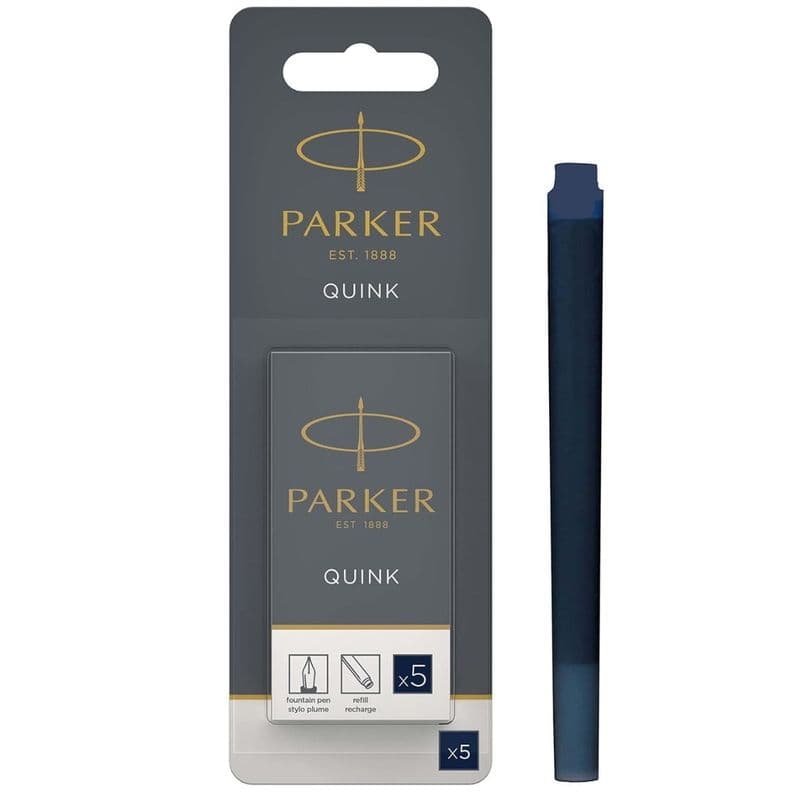 Cartucho de Tinta Parker Pluma Estandar x5 Azul Negro Azul Oscuro