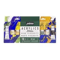 Set 10 Acrilico Pebeo Studio Colores 20ml + Pincel