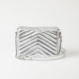 Cartera Cuero Cruzada Milan Silver Plata
