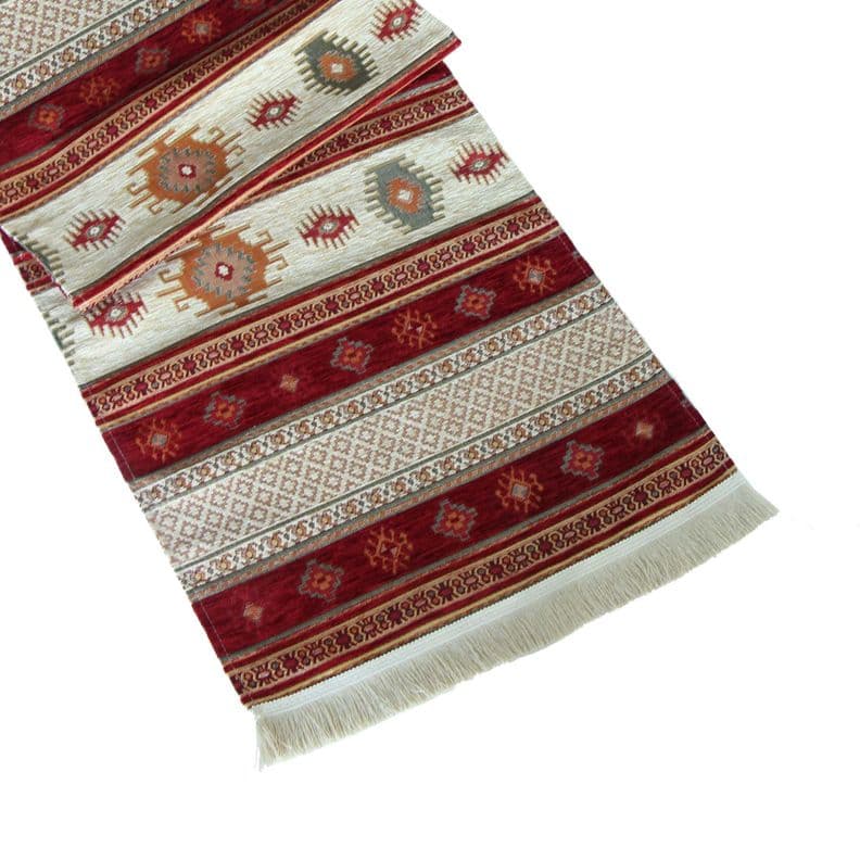 Camino de mesa 2 m kilim rojo y beige L