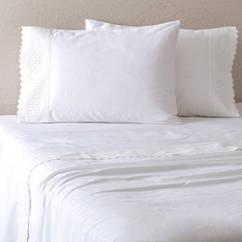 Sabana lisa 200 H Broderie Bordada Brode S.King Blanco