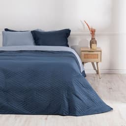 Set Quilt Liso + Sabana Liso 2 P Azul
