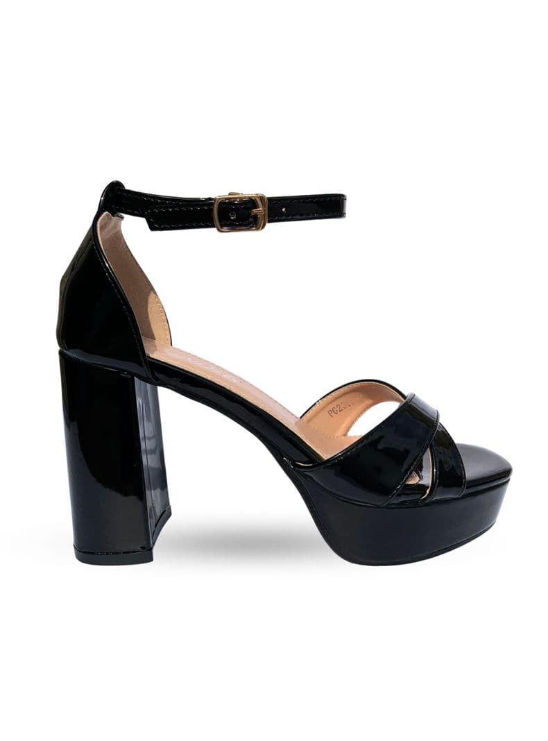 Sandalia Taco Alto Lena Negro Bella Moda 38
