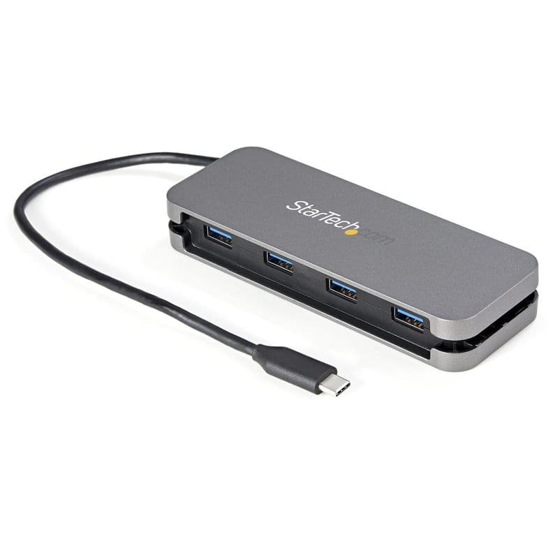 Hub USB C de 4 Puertos USB-A Gris Negro