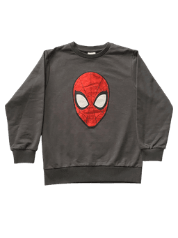 Poleron Spiderman Talla 8 mascara brillante Gris