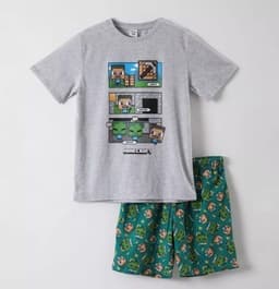 Pijama Minecraft Tallas 6 y 8 Gris 8 anos
